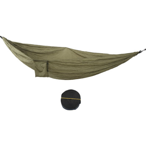 Hamac Double Portable Nylon Rapide Séchage avec Sangles Arbre pour Randonnée Camping Voyage Vert Armée (1/5)