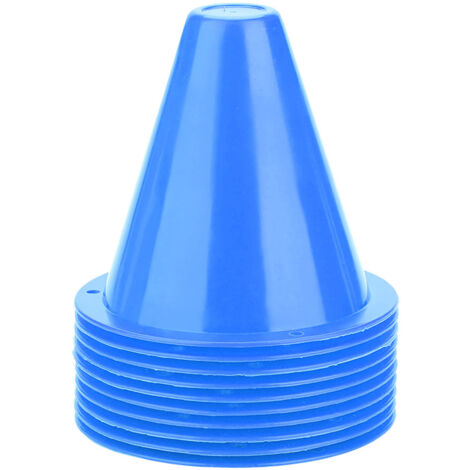 10 cônes d'entraînement de football, barrières et marqueurs en plastique bleu pour accessoires sportifs (1/5)