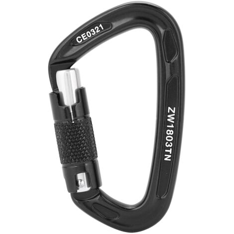 Mousqueton de sécurité 25KN pour escalade et sauvetage, boucle en D (Noir) (1/5)