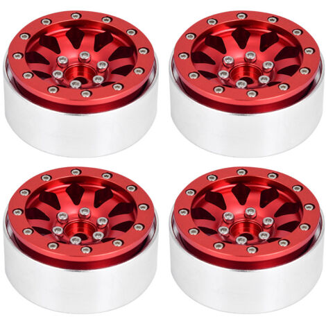 4 pièces Jantes Alliage 1.9" à 10 trous Style Beadlock pour RC Crawler 1/10 - Rouge (1/5)