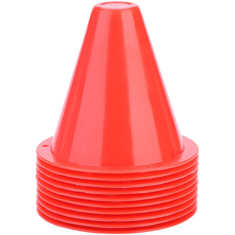 10 cônes d'entraînement de football en plastique, accessoires de marquage pour terrains (Rouge) (1/5)