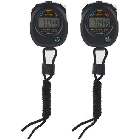 2 PCS Chronomètre Numérique LCD Portable Multifonction pour Sport/Course/Natation/Entraînement (1/5)