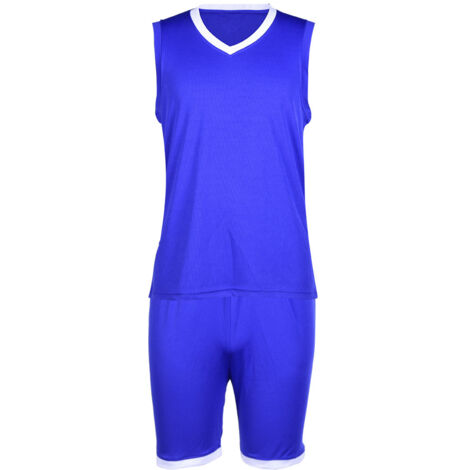 Maillot de Sport pour Enfants et Hommes - Débardeur Basketball à Col en V (Bleu) (1/5)