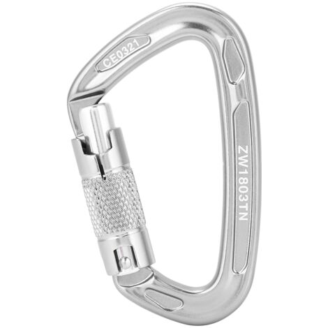 Mousqueton de sécurité 25KN pour escalade et secours en extérieur, boucle en D (Gris) (1/5)