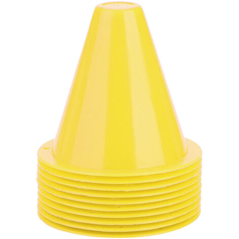 10 cônes d'entraînement de football en plastique, accessoires de marquage pour terrains (Jaune) (1/5)
