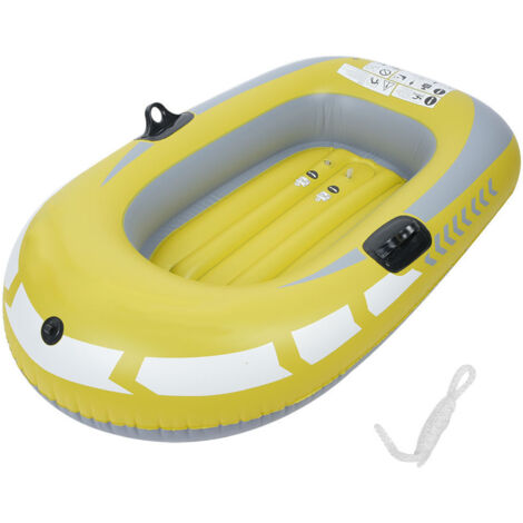 BOROCO Bateau Gonflable En PVC Jaune – 109 X 87 X 66 Cm, Capacité 55 Kg, Kayak Canoë Pour Adulte Ou Enfant, Double Valve, Idéal Pêche Et Loisirs