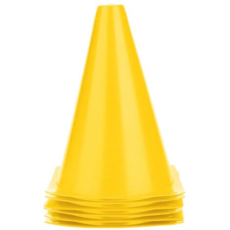6 pièces Cônes d'Entraînement Football 18cm, Accessoires Marqueurs Plastiques Jaunes pour Sport (1/5)
