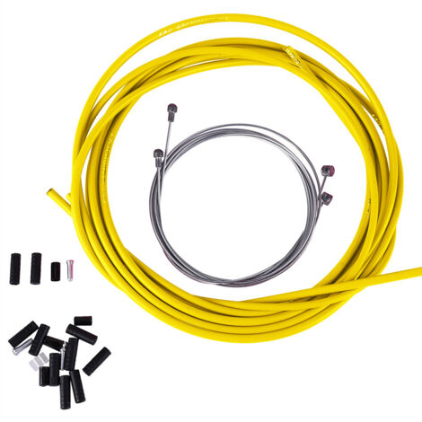 Kit de câbles et gaines pour freins et dérailleurs vélo - Accessoires cyclisme (jaune) (1/5)
