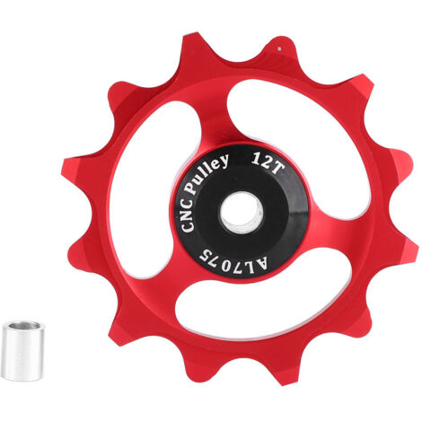 Poulie de dérailleur 12 dents pour VTT, roulement à billes, jeu de galets rouges pour vélo de montagne (1/5)