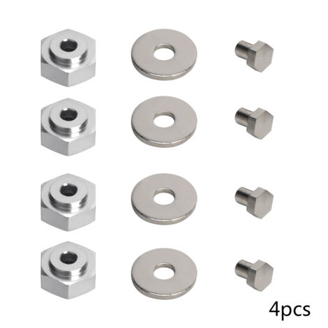 4 pièces adaptateur hexagonal 12mm à 17mm en alliage d'aluminium pour voiture RC 1/10 (argent) (1/5)
