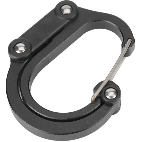 Mousqueton en aluminium robuste en forme de D pour l'escalade et activités en plein air, boucle de sécurité noire (1/5)