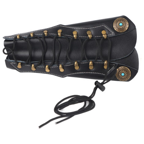 Protège-bras en simili cuir pour tir à l'arc, brassard de protection noir réglable (1/5)
