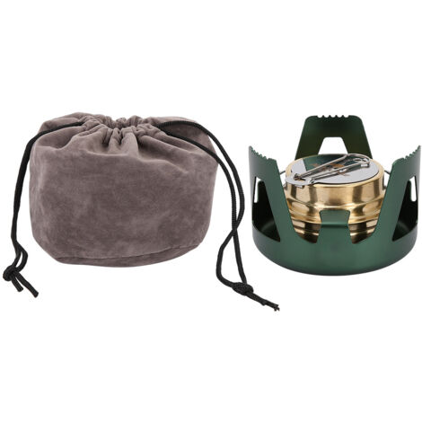 Réchaud à alcool portable mini pour camping, pique-nique et cuisine en plein air (Vert Pierre Bleue) (1/5)