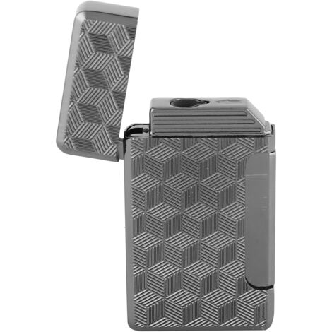 Briquet à gaz rectangulaire noir anti-vent pour fumeurs et cadeaux d'affaires (1/5)