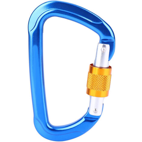 1 pcs Anneau D en Alliage d'Aluminium pour Escalade, Mousqueton de Sécurité Extérieur (Bleu) (1/5)