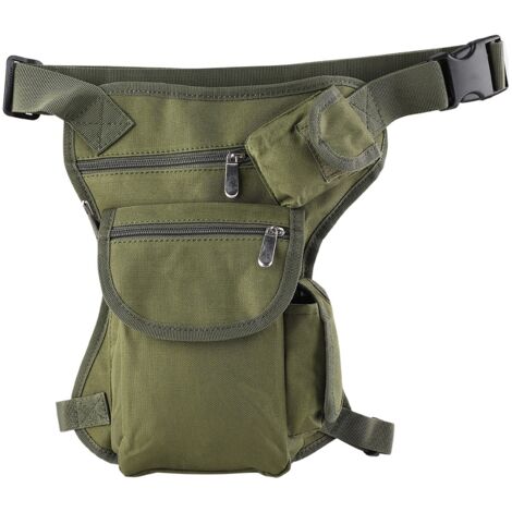 Sac de cuisse multi-poches à taille tombée pour moto militaire et course (vert armée)