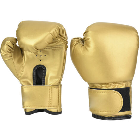 Gants de Boxe Enfant en Cuir PU - Paire de Mitaines d'Entraînement Sac de Frappe pour Enfants (Doré)