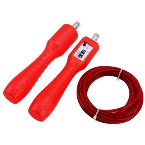 Corde à sauter ajustable 2,6m avec compteur intégré pour entraînement sportif et fitness (rouge) (1/5)