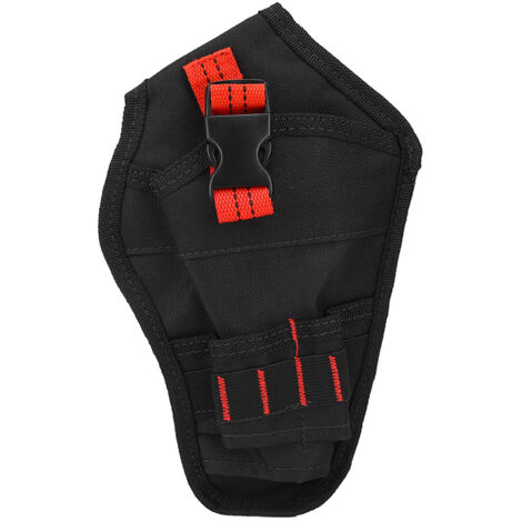 Sacoche de ceinture portable en toile Oxford pour perceuse électrique, poche de rangement pour accessoires (noir et rouge) (1/5)