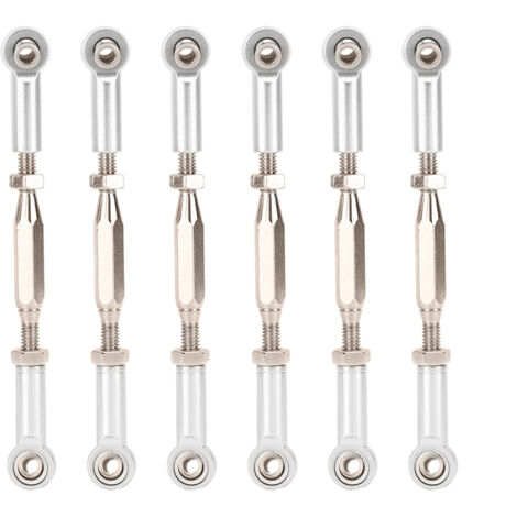 6 pièces Tiges de Liaison Réglables en Aluminium 81mm pour Servos de Voiture RC, Argent (1/5)