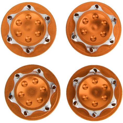 4 Pièces 17mm Alliage d'Aluminium Étanche Accessoire Écrou de Roue pour Voiture RC 1/8 (Orange) (1/5)
