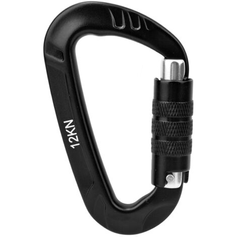 1 pièce Mousqueton en Aluminium Aéronautique 7075 12KN Forme D Accessoire Sécurité Extérieur Noir (1/5)