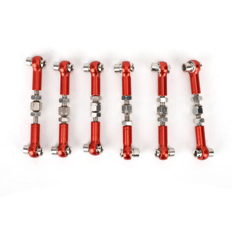 6 pièces Tiges de Direction Réglables pour Servos de Voiture RC 1/10 Buggy Touring, Longueur 47mm, Accessoires Rouge (1/5)