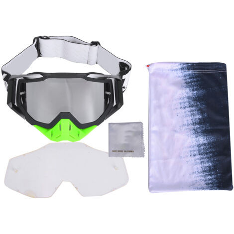 Lunettes de protection anti-vent pour cyclisme et moto, unisexe adultes (argent & noir) (1/5)