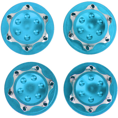 4 Pièces 17mm Alliage d'Aluminium Anti-Poussière Écrou de Roue pour Voiture RC 1/8 (Bleu) (1/5)