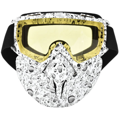 Masque de protection anti-buée et anti-vent pour moto avec bande élastique (verres jaunes) (1/5)