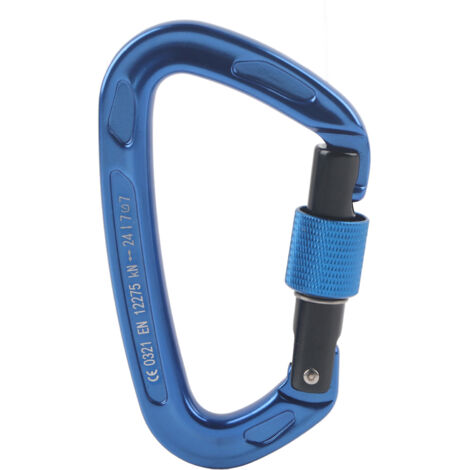 Mousqueton de sécurité en aluminium aviation 7075 pour équipement d'escalade, camping et activités outdoor - Bleu (1/5)