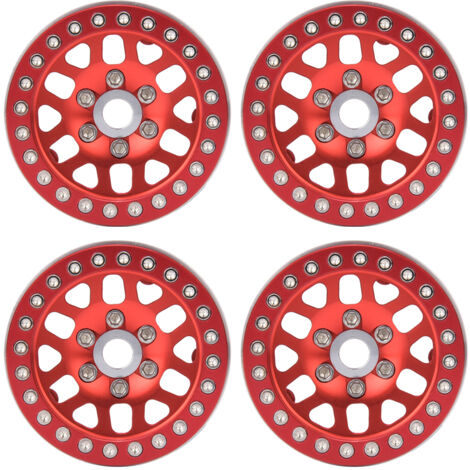 4 Pièces Jantes Alliage Aluminium 1.9 Pouces pour D90 TRX4 1/10 Voiture RC Rouge (1/5)