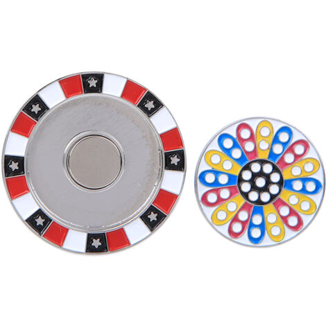 Marqueur de Balle de Golf Magnétique Léger en Alliage de Zinc, Pince à Casquette, Accessoire Cadeau - Rouge/Fleur (1/5)
