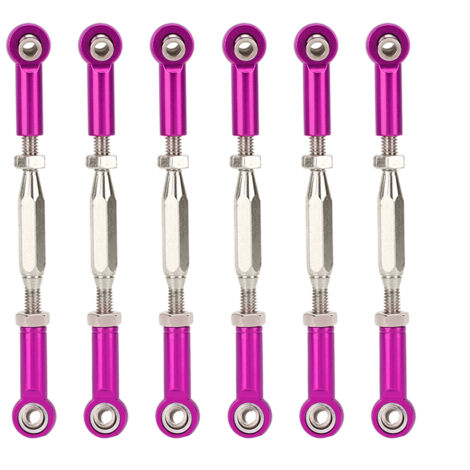 6 pièces 81mm Liens de Servo Réglables en Aluminium pour Voiture RC - Violet (1/5)