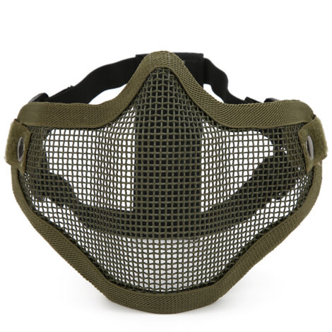 Masque de protection tactique en maille métallique, couverture partielle, film de sécurité anti-émeute couleur unie CS (vert)
