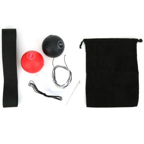 Ballon de Boxe Monté sur Tête Ajustable en Mousse PU - Équipement Fitness Noir et Rouge (1/5)
