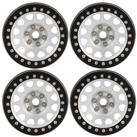 4 Pièces 2.2 Pouces Accessoires Lourds en Métal pour Verrou de Roue RC 1/10 Rock Crawler Noir Argenté (1/5)