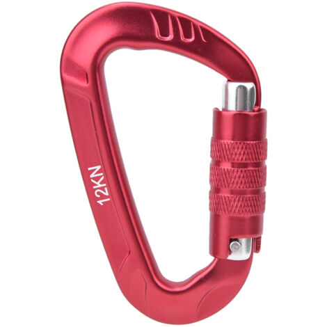 1 pièce Mousqueton en D en Aluminium Aérospatial 7075 12KN, Accessoire de Sécurité Extérieur Rouge (1/5)