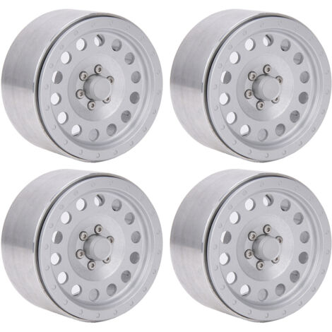 4 pièces moyeux de roue en alliage d'aluminium 2,2 pouces pour voiture RC 1/10, type à trous argenté (1/5)