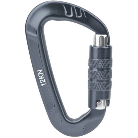1 pièce Mousqueton D 12KN en Aluminium Aéronautique 7075, Accessoire de Sécurité Extérieur Gris (1/5)