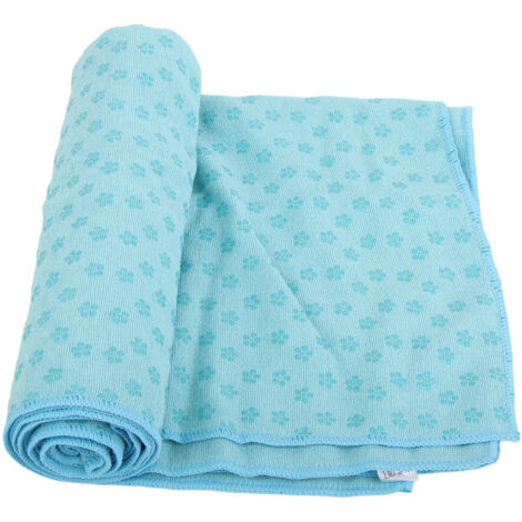 Serviette de Yoga Anti-Dérapante - Tapis de Sol Couverture Fitness pour Exercices 183x63cm (Bleu Ciel) (1/5)