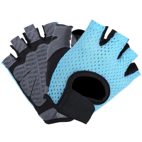 Gants d'entraînement fitness anti-dérapants respirants pour le yoga et le sport - Bleu (Taille L) (1/5)
