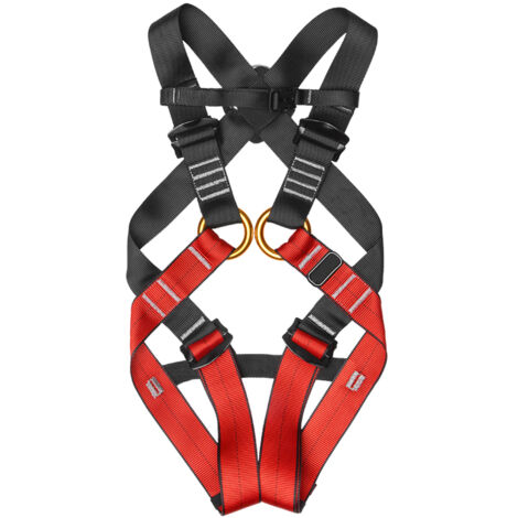 Harnais d'escalade complet pour enfants en polyester noir et rouge, ceinture de sécurité pour activités extérieures - Taille L (10-14 ans) (1/5)