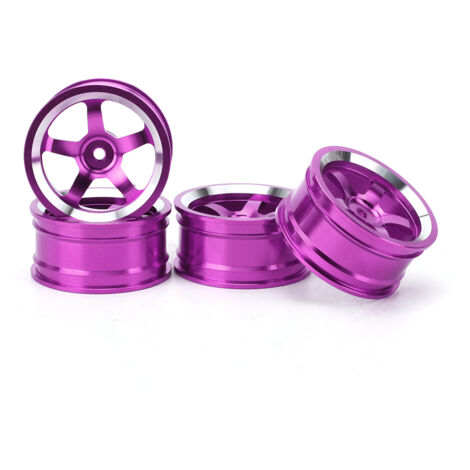 4 Pièces Jantes Alliage Aluminium 1/10 pour Voiture RC HSP 94123, Accessoires Drift Violet (1/5)