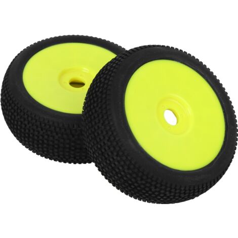 2 pneus RC en caoutchouc avec moyeu hexagone 17mm pour véhicule tout-terrain 1/8 Buggy et modèle Crawler (Jaune) (1/5)