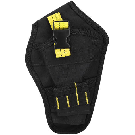 Sacoche de ceinture portable en toile Oxford pour outils de perçage, rangement pour perceuse électrique (noir et jaune) (1/5)