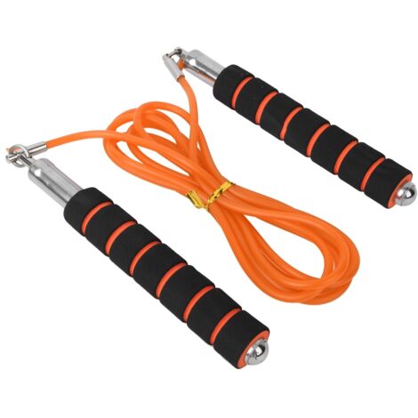 Corde à sauter sportive ajustable pour fitness en salle - Course et vitesse - Orange et jaune (1/5)