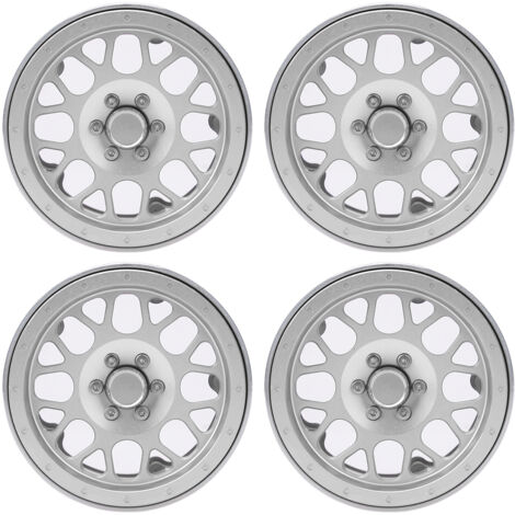 4 pièces Jantes Alliage Aluminium 2,2 Pouces pour Voiture RC 1/10 - Accessoires Argentés (1/5)