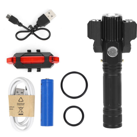 Lampe Torche LED Puissante 3 Têtes en Alliage d'Aluminium pour Vélo et Extérieur, Éclairage Nocturne (1/5)