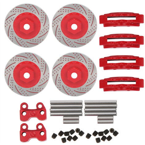4 Pièces Disques de Frein Métalliques Simulés pour Traxxas TRX4 TRX6, Modèles RC 1/10, Accessoires Voiture Rouge (1/5)